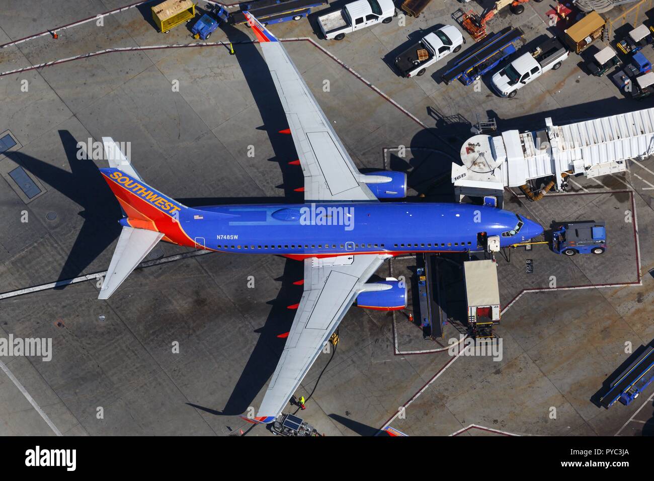 Los Angeles, USA - 20. February 2016: Southwest Airlines Boeing 737-700 at Los Angeles airport (LAX) in the USA. | usage worldwide Stock Photo