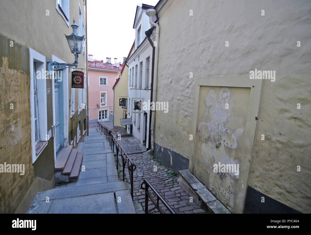Tallinn old town narrow streets, Estonia Stock Photo