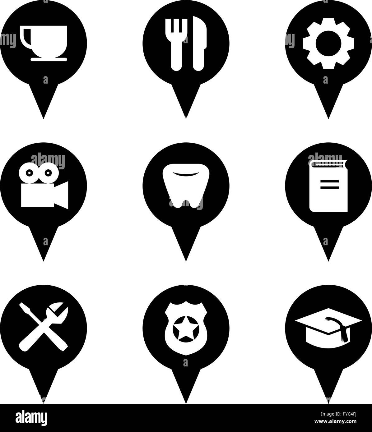 Map Pins City Places Stock Vector