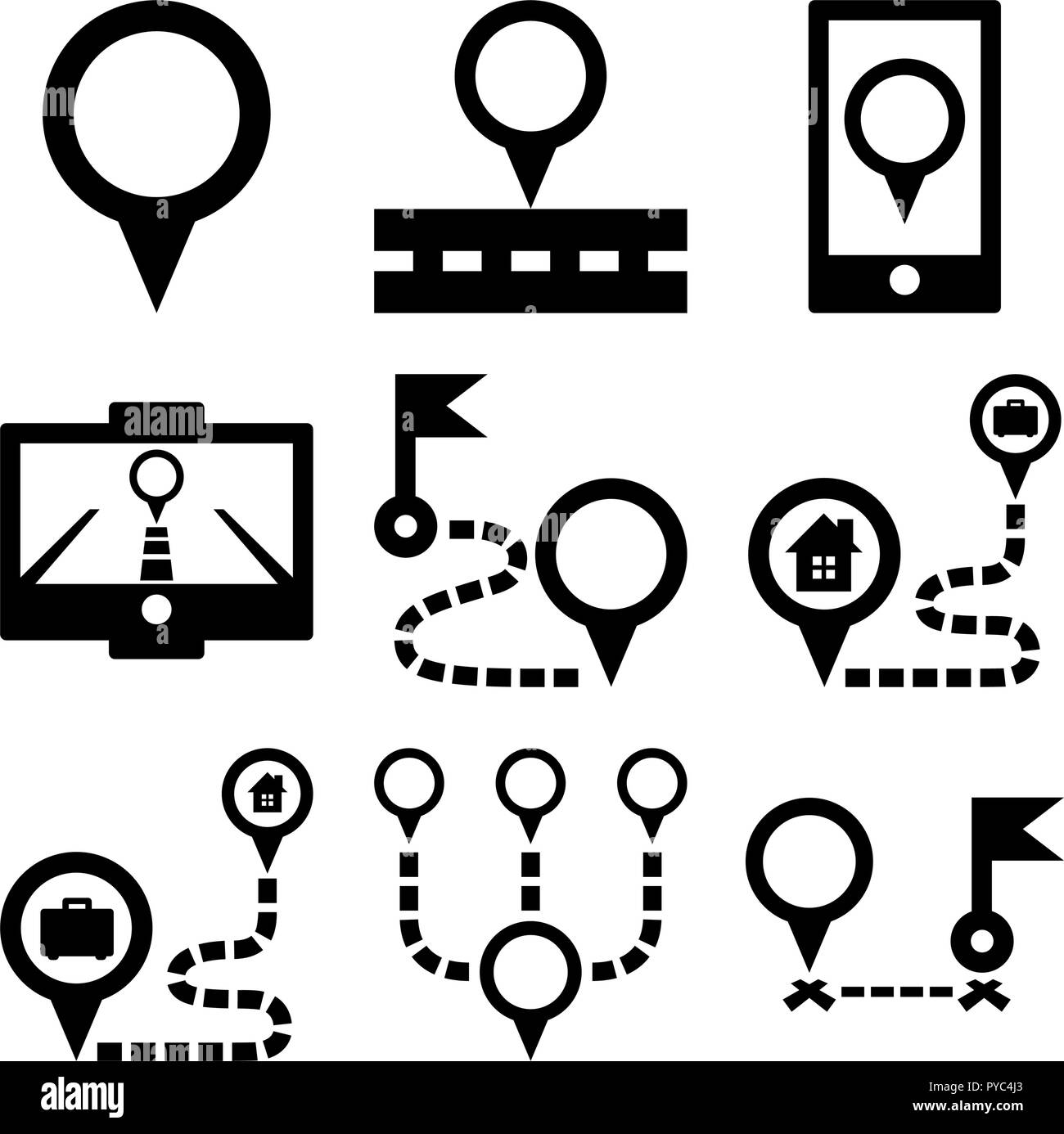 Maps pins and flags Stock Vector