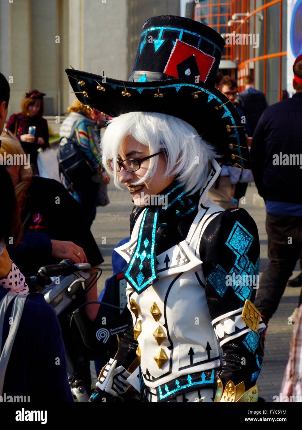 Cosplay festival participant, bright unusual costume Stock Photo