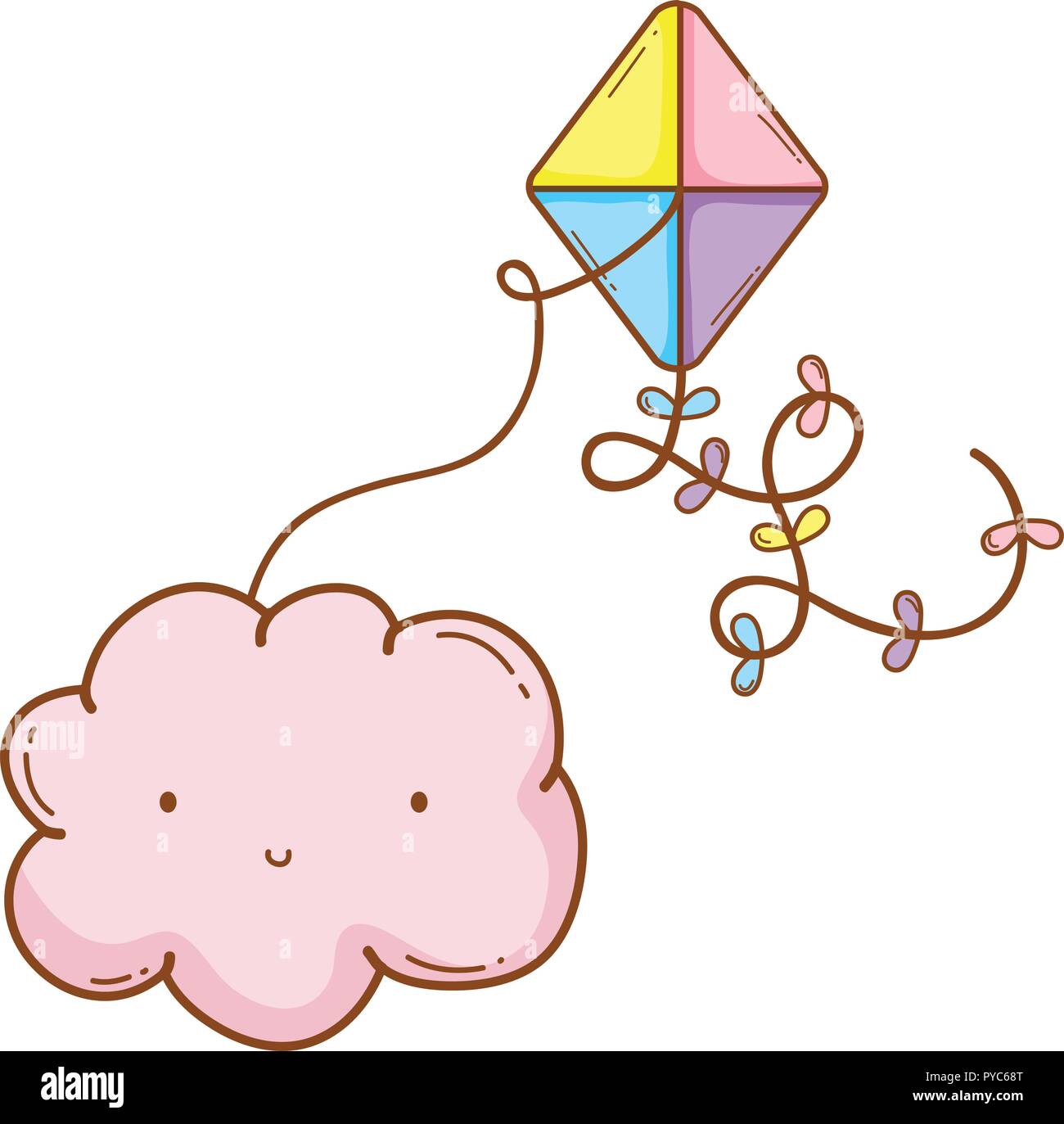 Cloud smiling with kite Stock Vector
