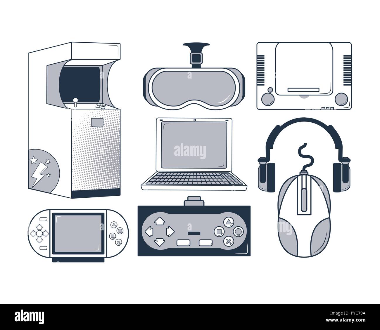 Set of videogame consoles Stock Vector