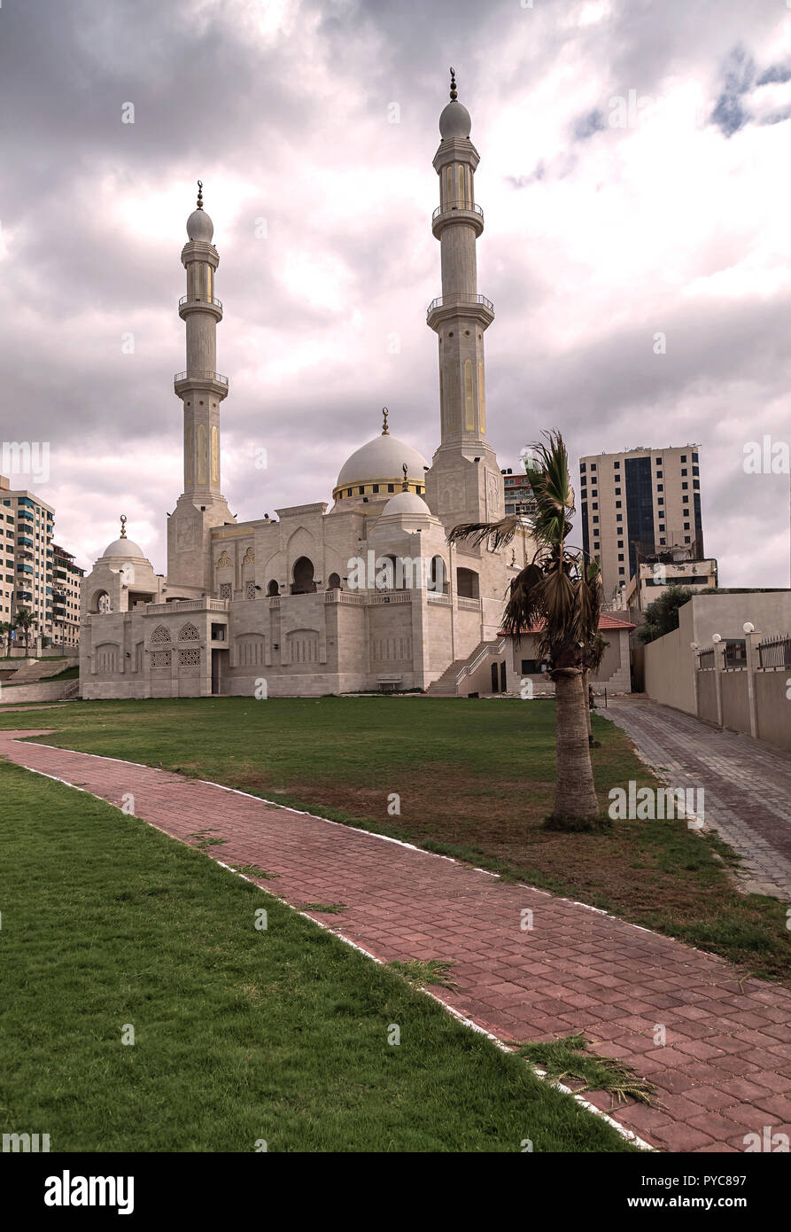 A photo of Al-Hasaina Mosque, Gaza City. Stock Photo