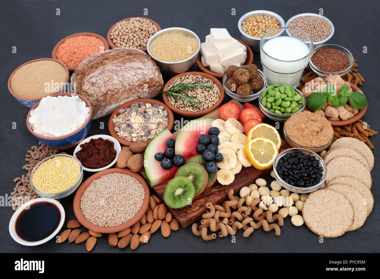 Fruit vegetables legumes whole grains hires stock photography and
