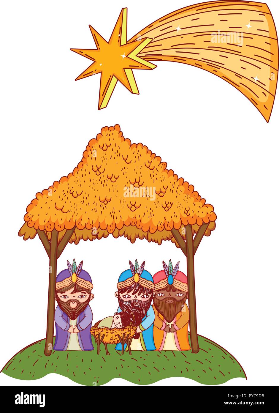 Christmas nativity scene cartoon Stock Vector Image & Art - Alamy