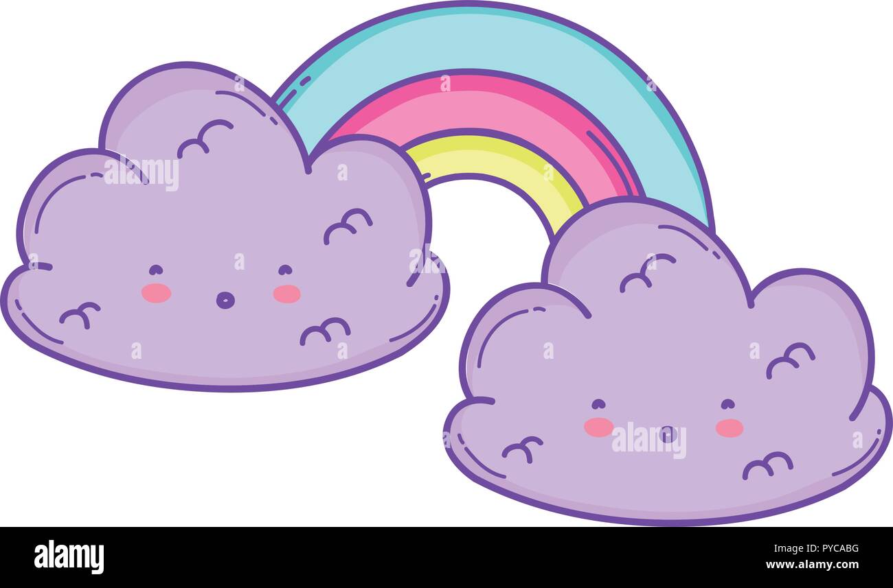 Cloud and rainbow cute cartoon Stock Vector Image & Art - Alamy