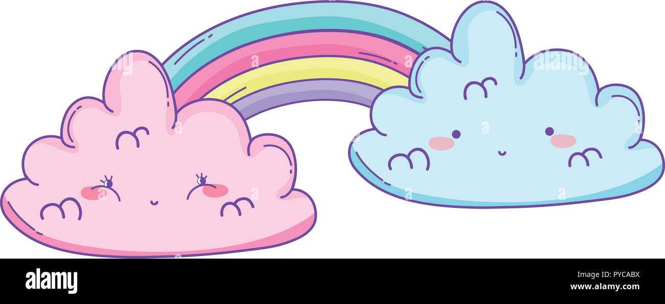Cloud and rainbow cute cartoon Stock Vector Image & Art - Alamy