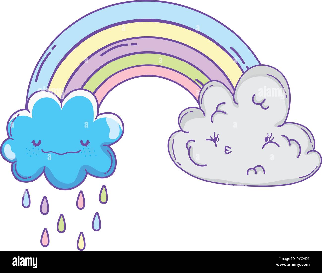 Cloud and rainbow cute cartoon Stock Vector Image & Art - Alamy