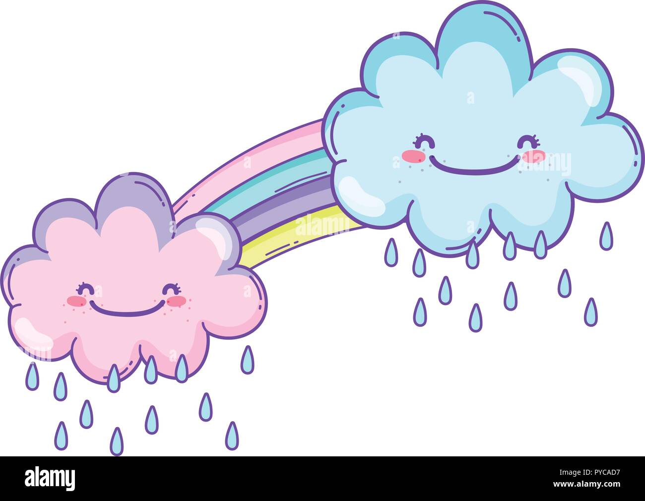 Cloud and rainbow cute cartoon Stock Vector Image & Art - Alamy