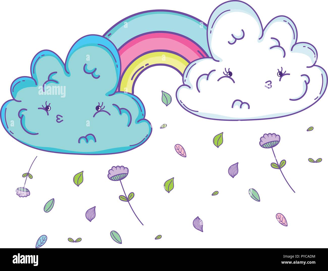 Cloud and rainbow cute cartoon Stock Vector Image & Art - Alamy