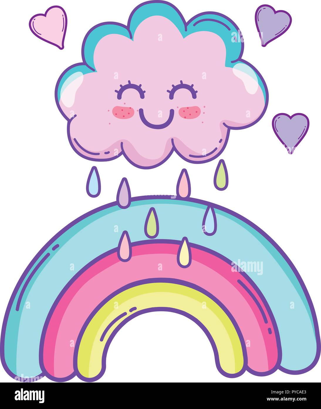 Cloud and rainbow cute cartoon Stock Vector Image & Art - Alamy