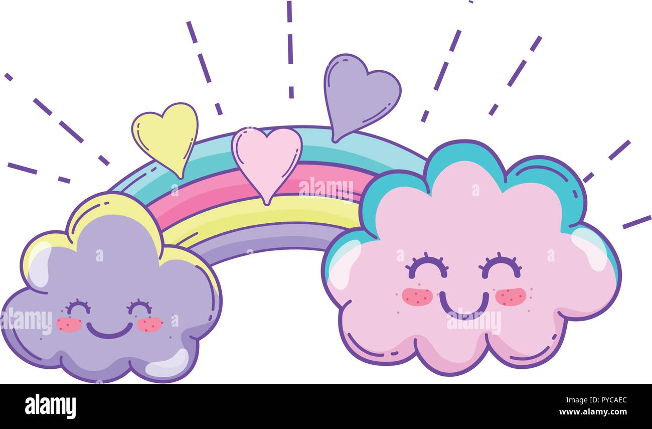 Clouds and rainbow cute cartoon Stock Vector Image & Art - Alamy