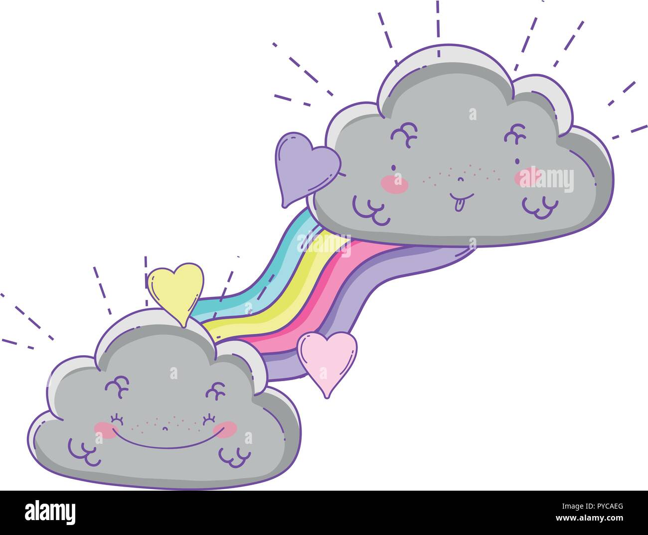 Clouds and rainbow cute cartoon Stock Vector Image & Art - Alamy