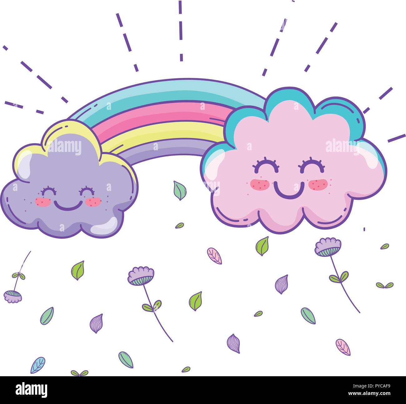 Cloud and rainbow cute cartoon Stock Vector Image & Art - Alamy
