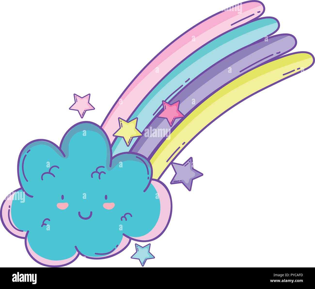 Cloud and rainbow cute cartoon Stock Vector Image & Art - Alamy