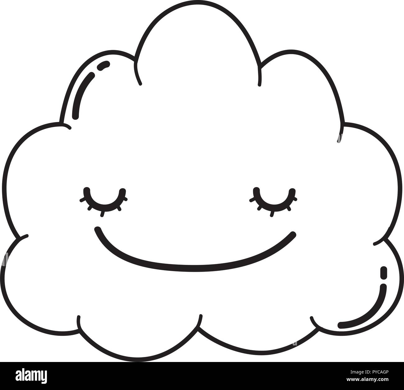 Cute cloud cartoon in black and white Stock Vector Image & Art - Alamy