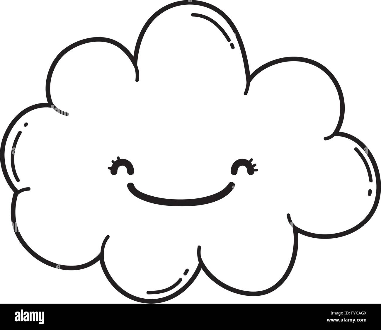 Cute cloud cartoon in black and white Stock Vector Image & Art - Alamy