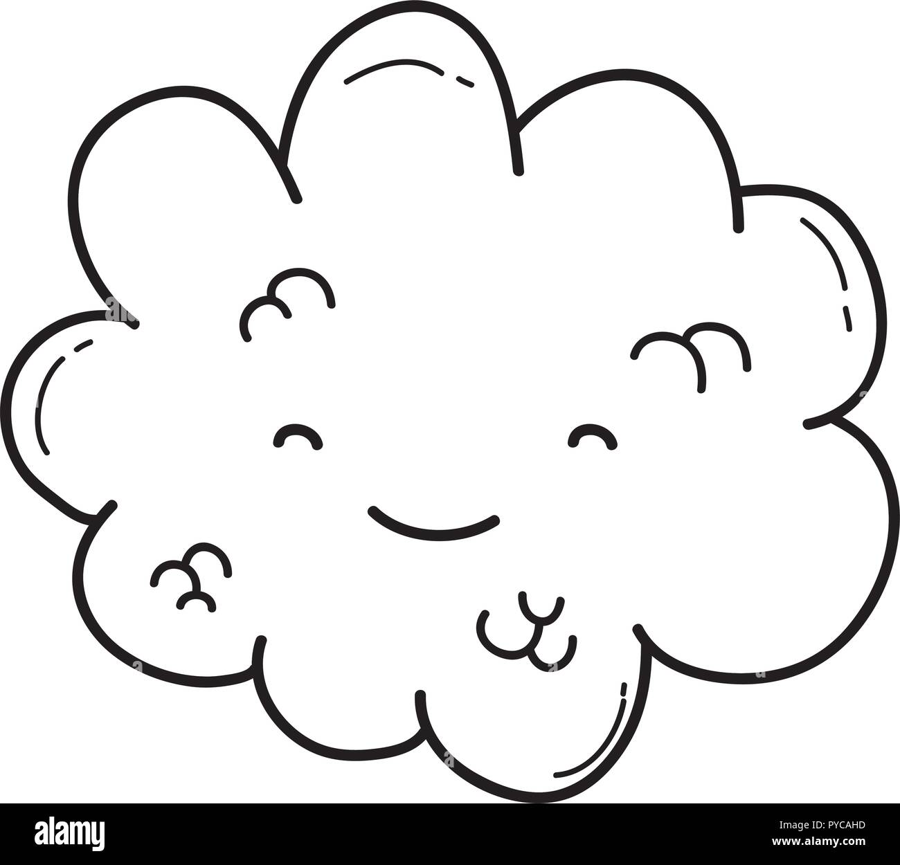 Cute cloud cartoon in black and white Stock Vector Image & Art - Alamy