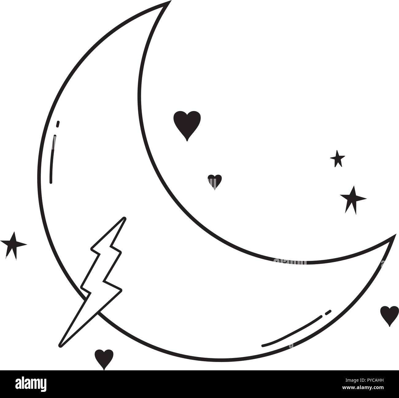 Cute moon cartoon in black and white Stock Vector Image & Art - Alamy