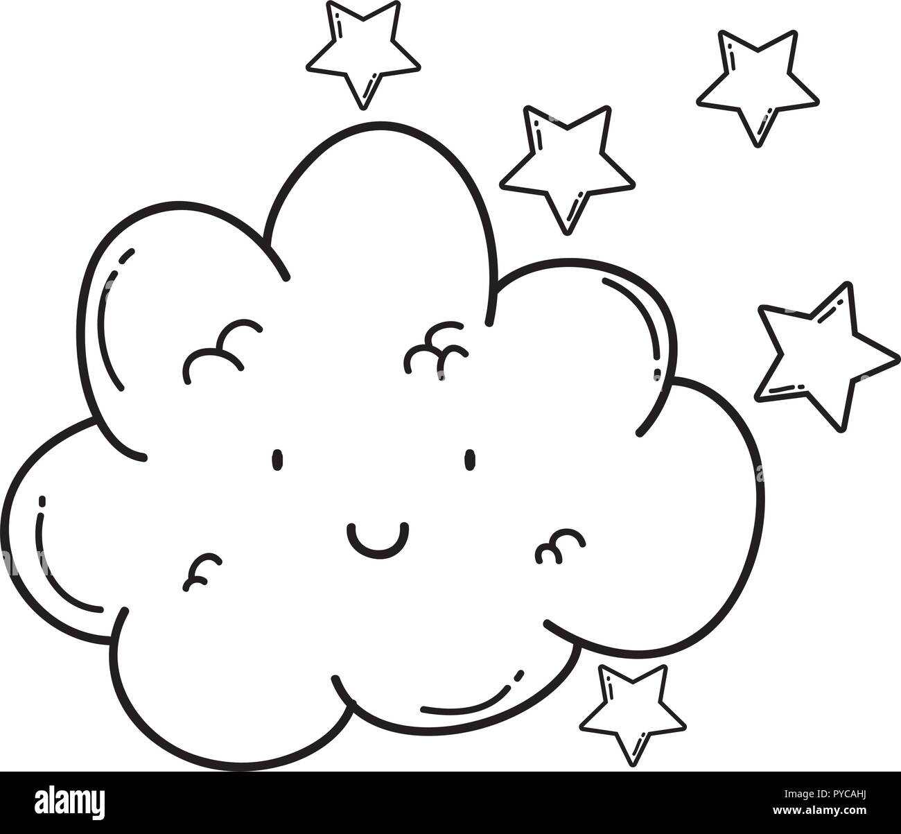 Cute cloud cartoon in black and white Stock Vector Image & Art - Alamy