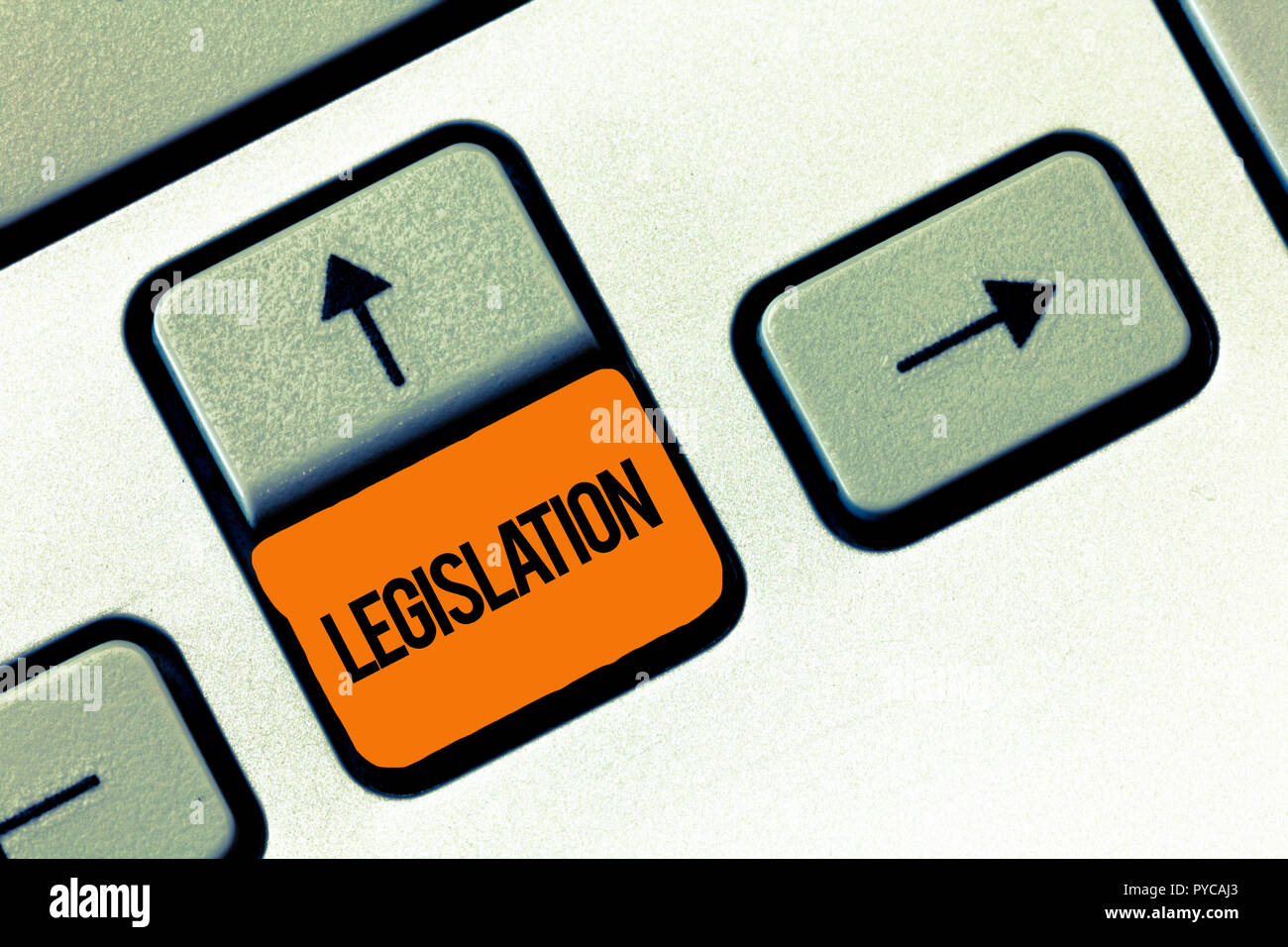 Text sign showing Legislation. Conceptual photo Law or set of laws suggested by a government Parliament. Stock Photo