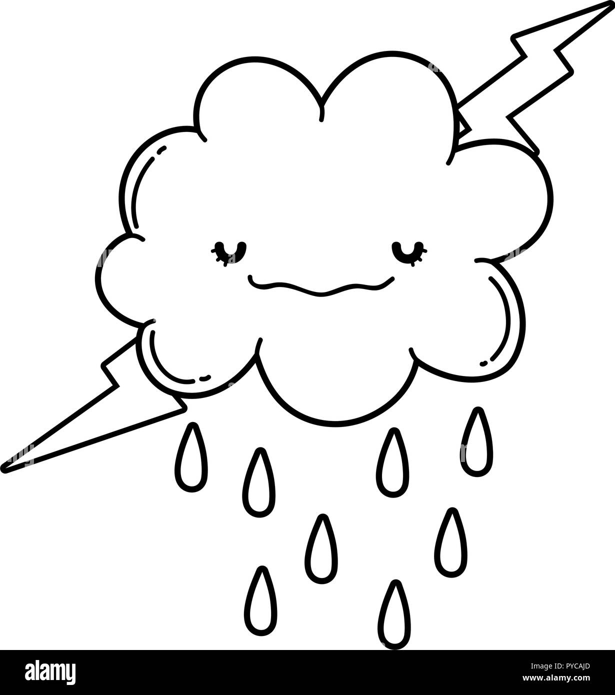 Cute cloud cartoon in black and white Stock Vector Image & Art - Alamy