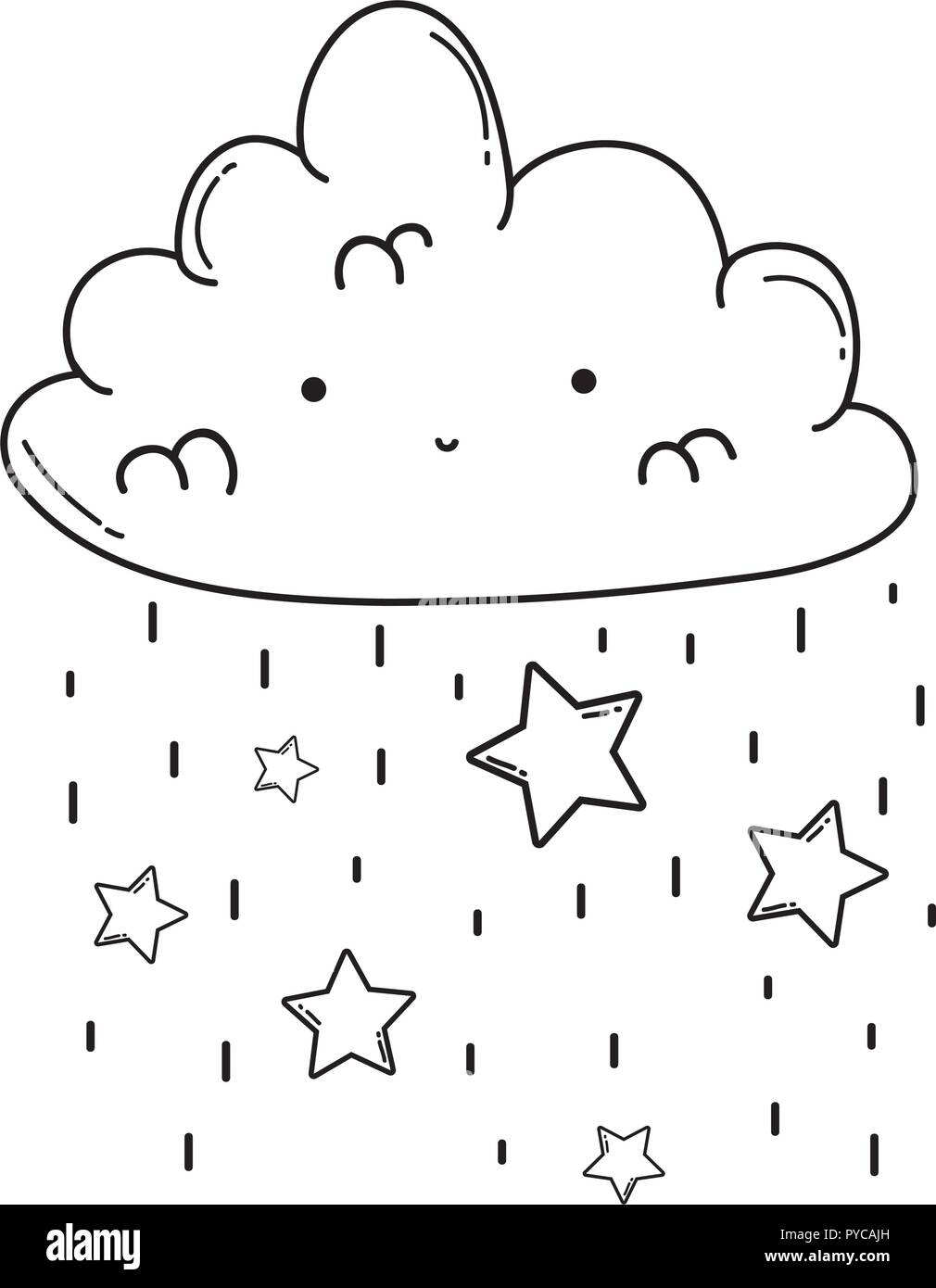 Cute cloud cartoon in black and white Stock Vector Image & Art - Alamy