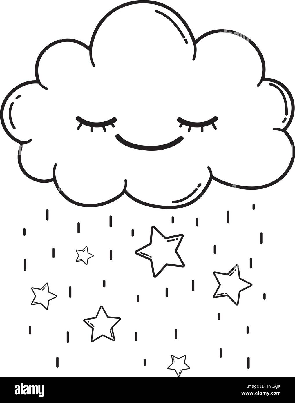 Cute cloud cartoon in black and white Stock Vector Image & Art - Alamy