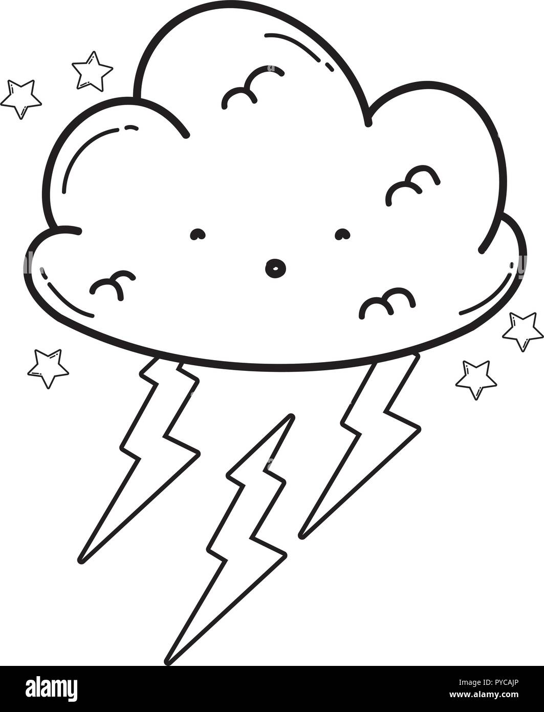 Cute cloud cartoon in black and white Stock Vector Image & Art - Alamy