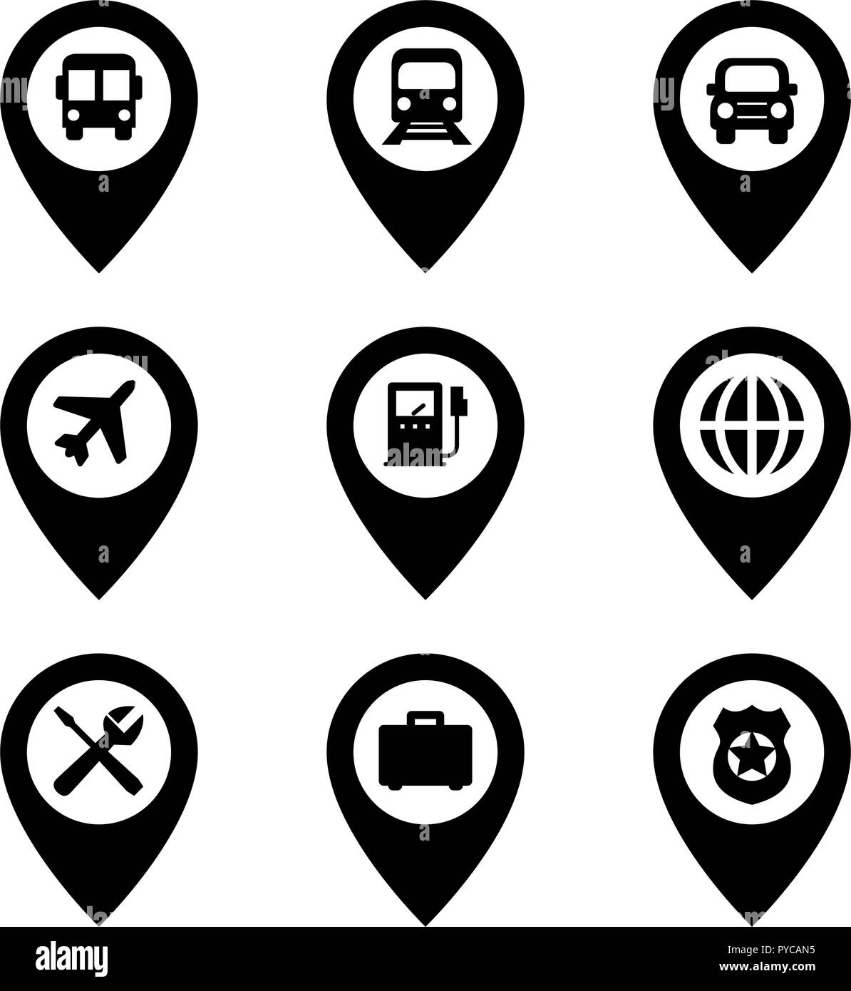 Map Pins City Places Stock Vector