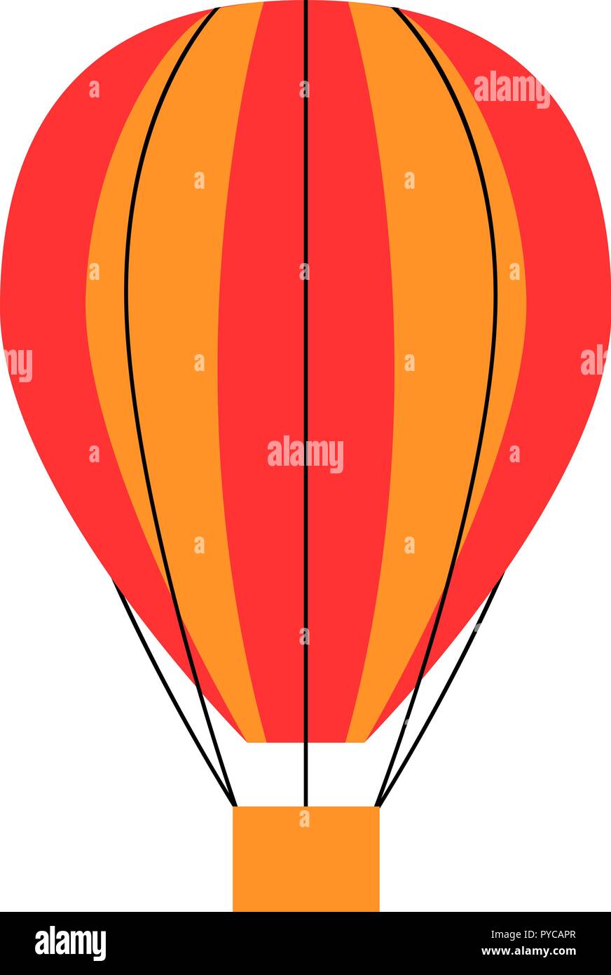 Flat striped hot air balloon on white background. Vector illustration ...