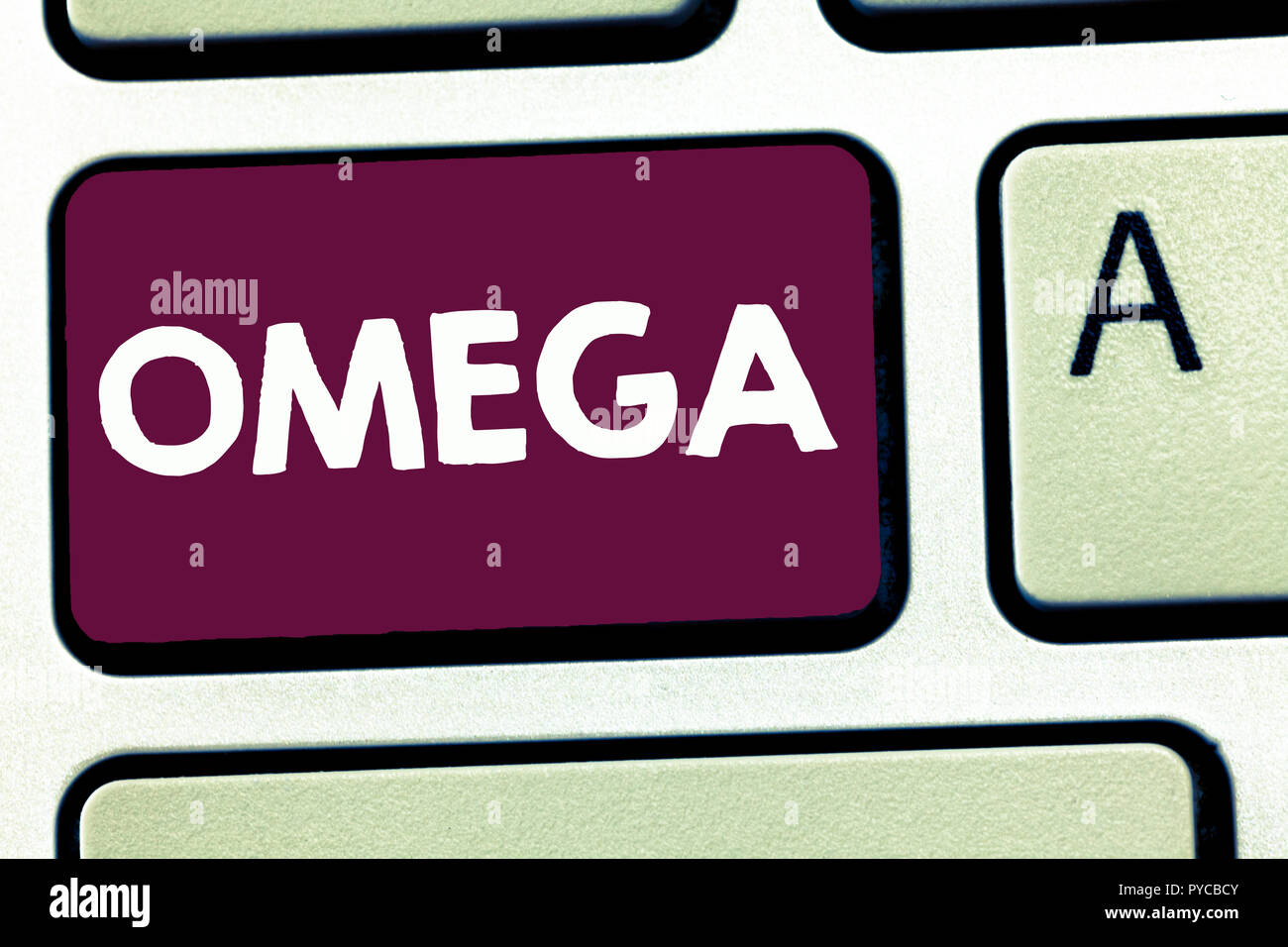 Text sign showing Omega. Conceptual photo Class of essential fatty