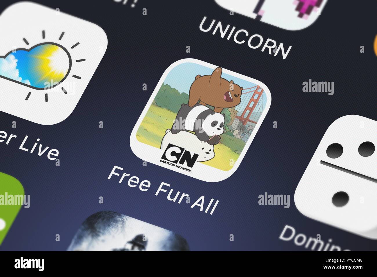 London United Kingdom October 26 2018 Close Up Shot Of The Free Fur All We Bare Bears Minigame Collection Mobile App From Cartoon Network Stock Photo Alamy
