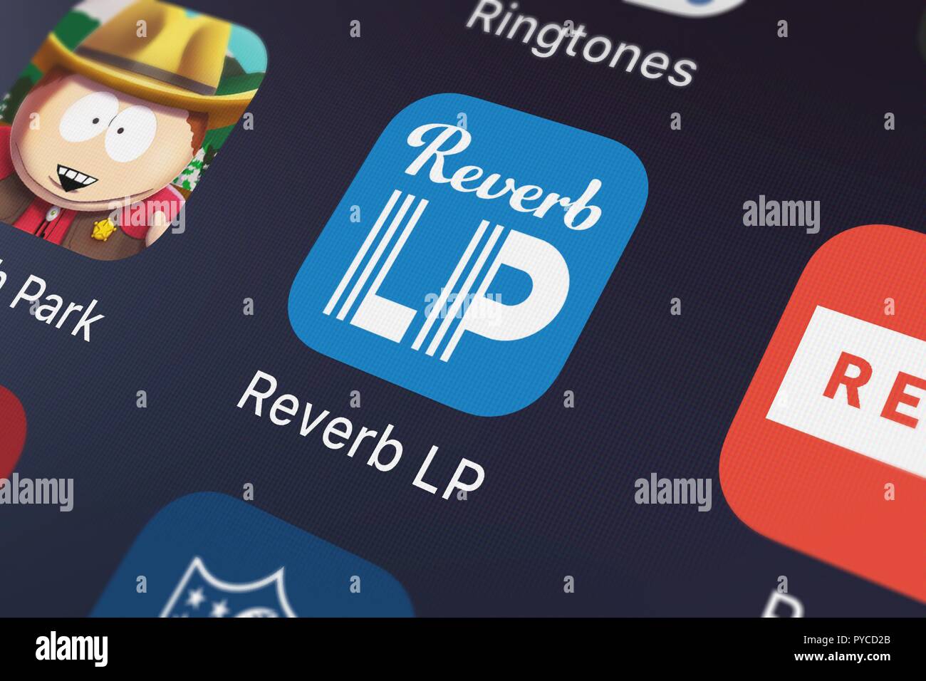 London, United Kingdom - October 26, 2018: Screenshot of Reverb.com's mobile app Reverb LP. Stock Photo