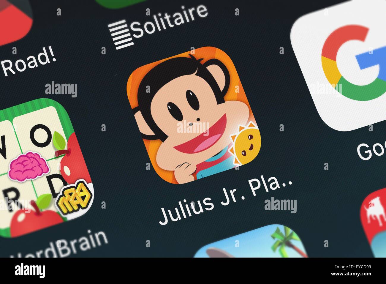 London, United Kingdom October 26, 2018 Icon of the mobile app Julius Jr. Playhouse from