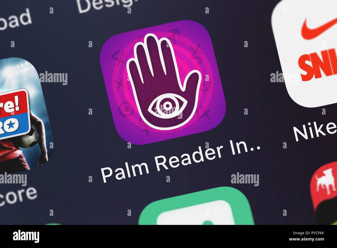 London, United Kingdom - October 26, 2018: Screenshot of the Digitalists Interactive Agency Ltd's mobile app Palm Reader Insights Palmistry. Stock Photo
