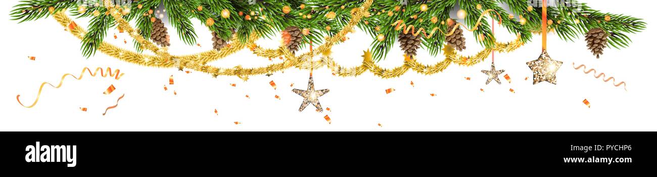 Gold Tinsel Banner Stock Vector Art Illustration Vector Image