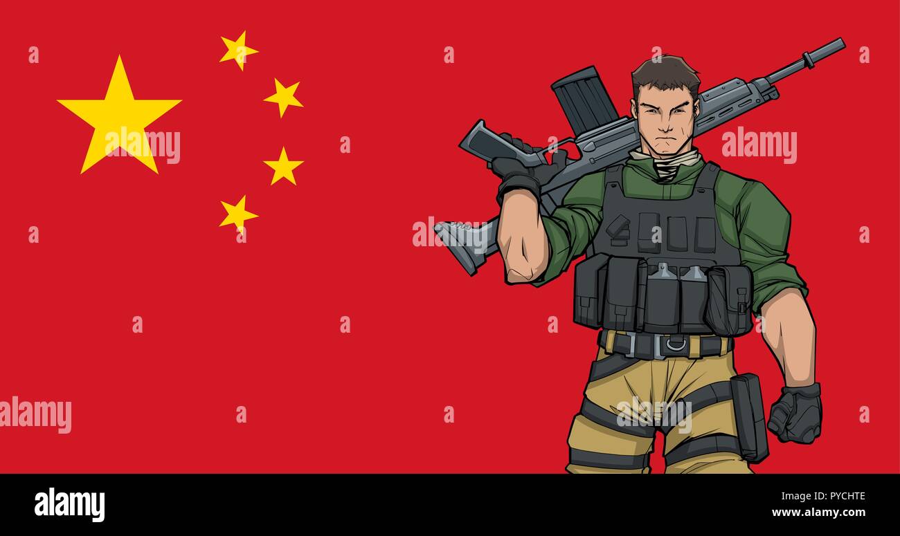 Chinese Soldier Background Stock Vector