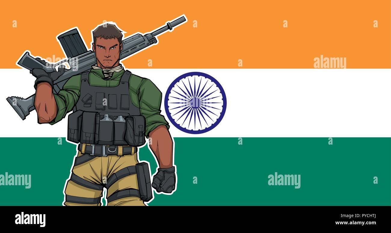 Indian Soldier Background Stock Vector