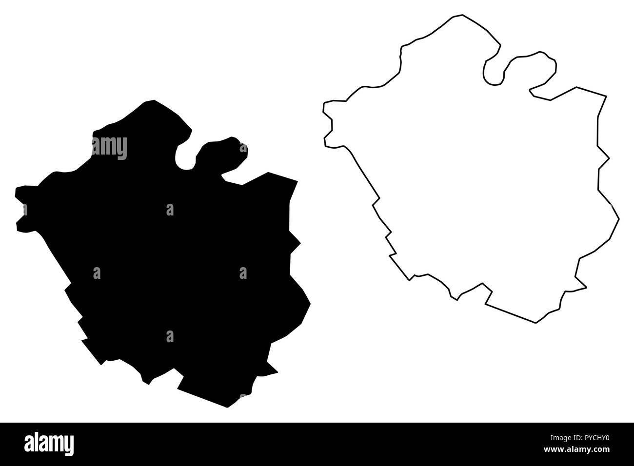 Chandigarh (States and union territories of India, Federated states, Republic of India) map vector illustration, scribble sketch Chandigarh - City and Stock Vector