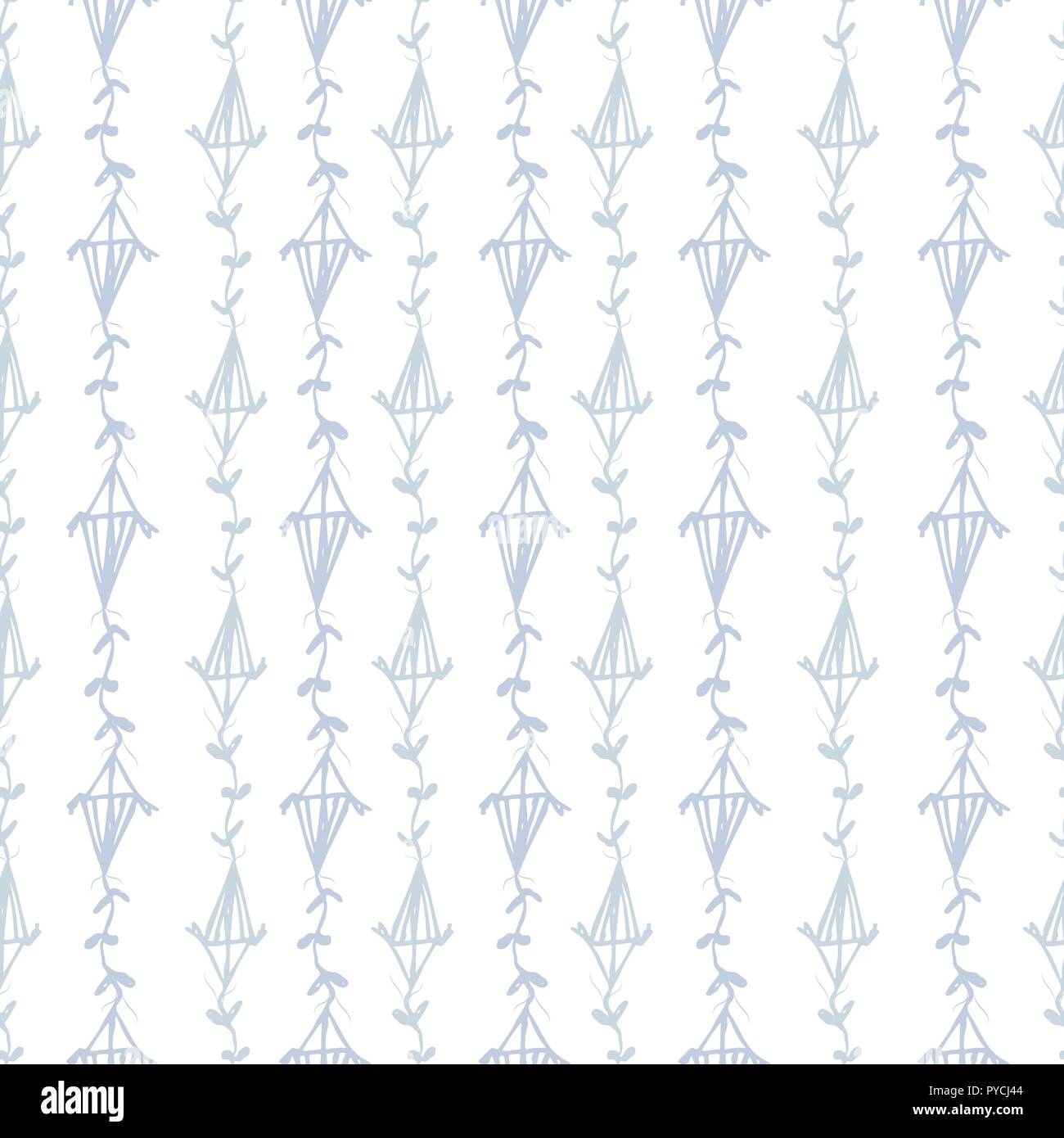 Blue Kite Pattern Cute kite seamless pattern. Hand drawn doodle kite on white background ...
