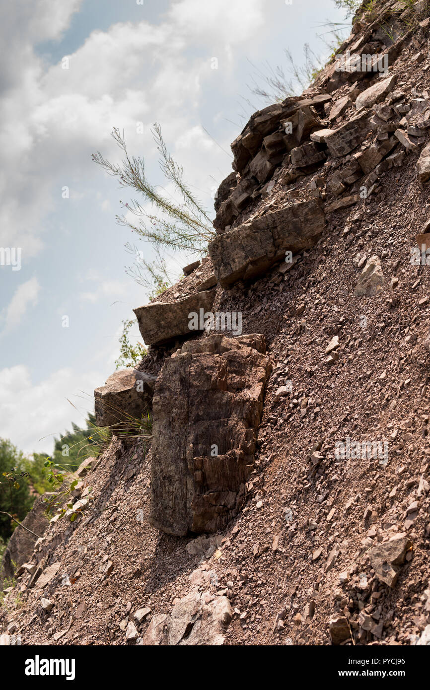 detail of eroded geological structures inside of zachelmie quarry in