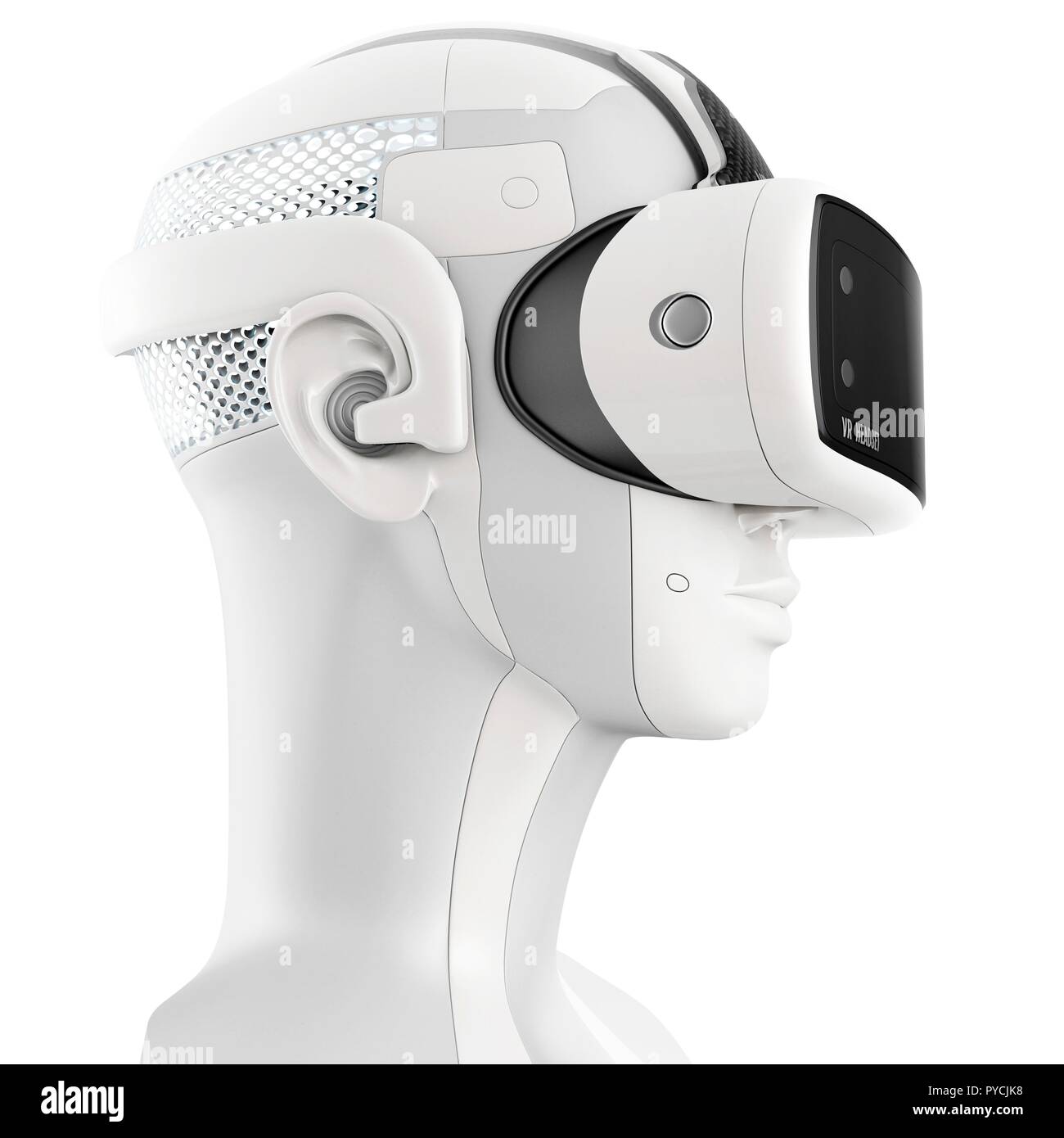 Robot wearing virtual reality headset, illustration Stock Photo - Alamy