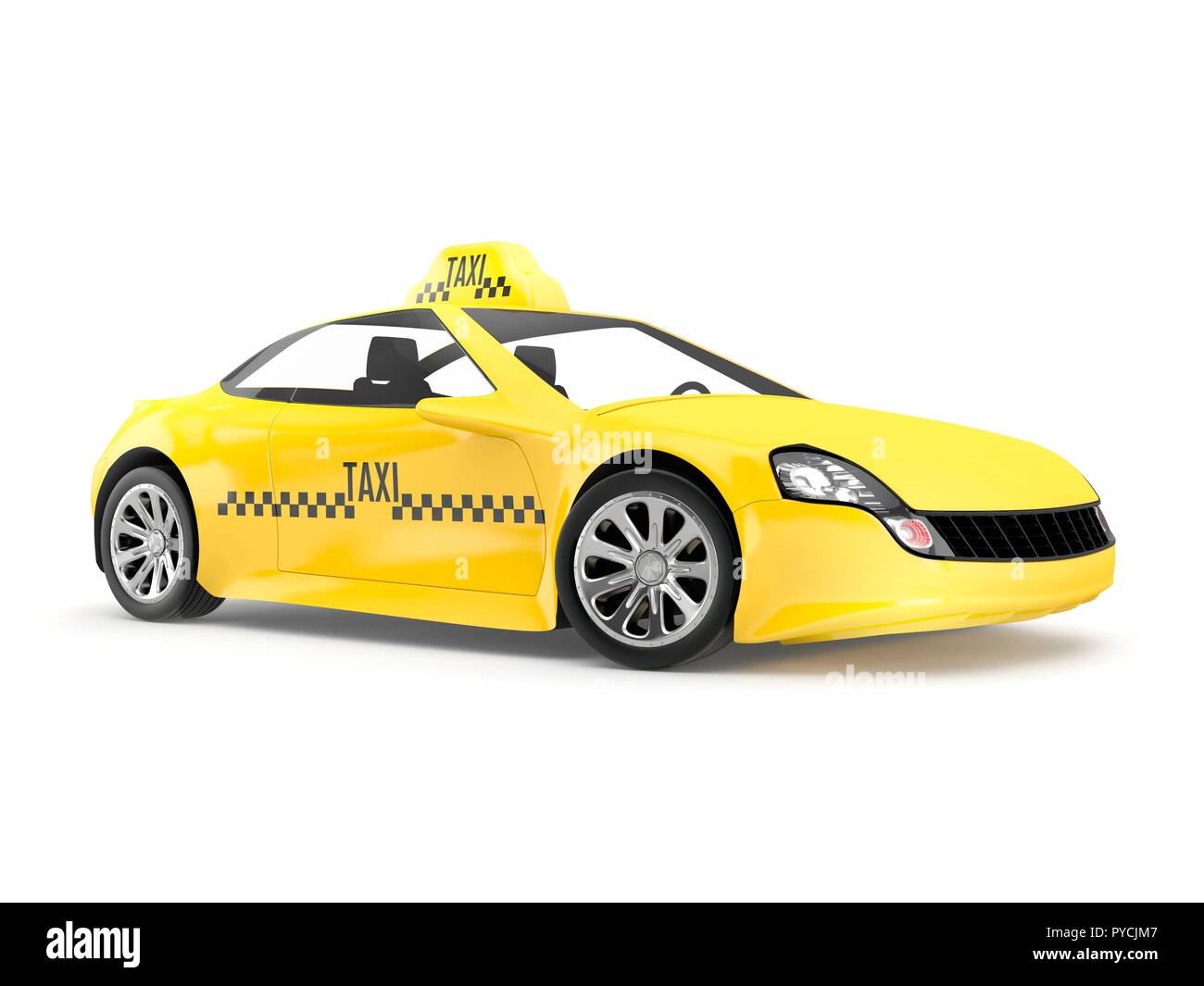Yellow taxi, illustration. Stock Photo