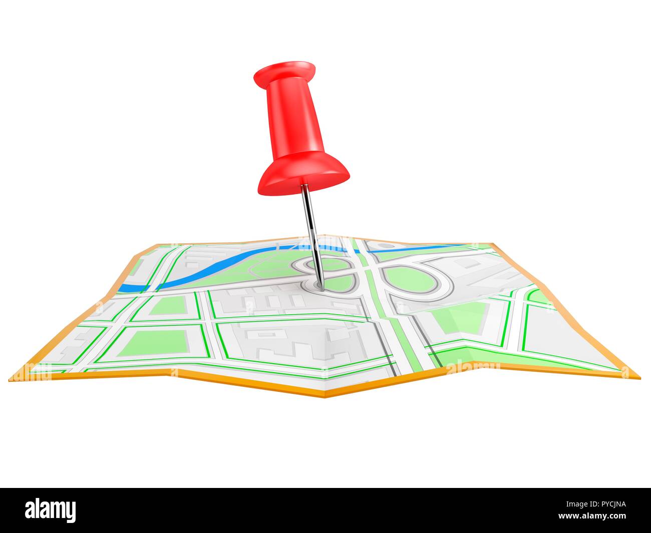Location pin on city map, illustration. Stock Photo