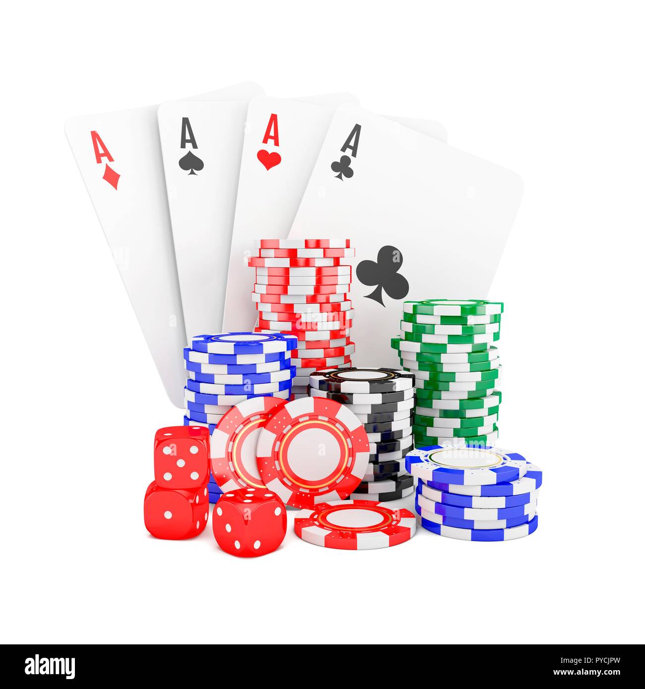 Poker chips, cards and dice, illustration Stock Photo Alamy