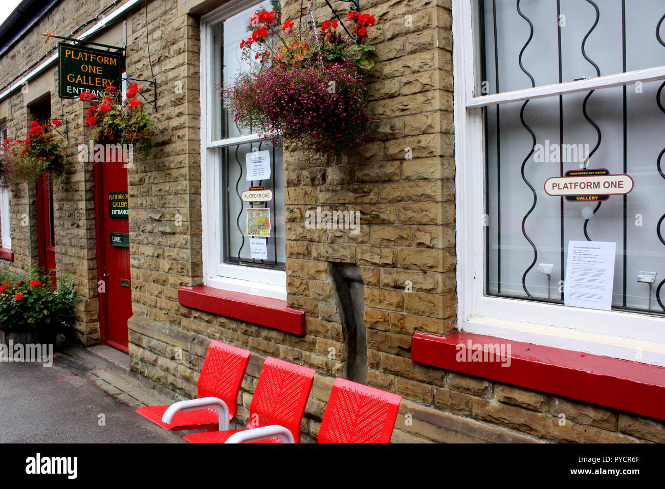 One of the artist's studios at the train station in Todmorden, West Yorkshire Stock Photo