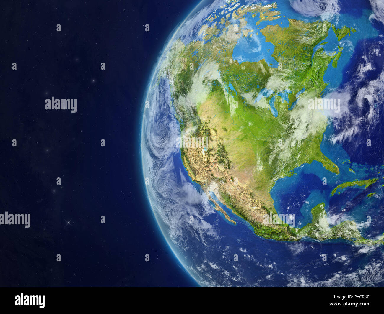 North America from space on beautiful model of planet Earth with very ...