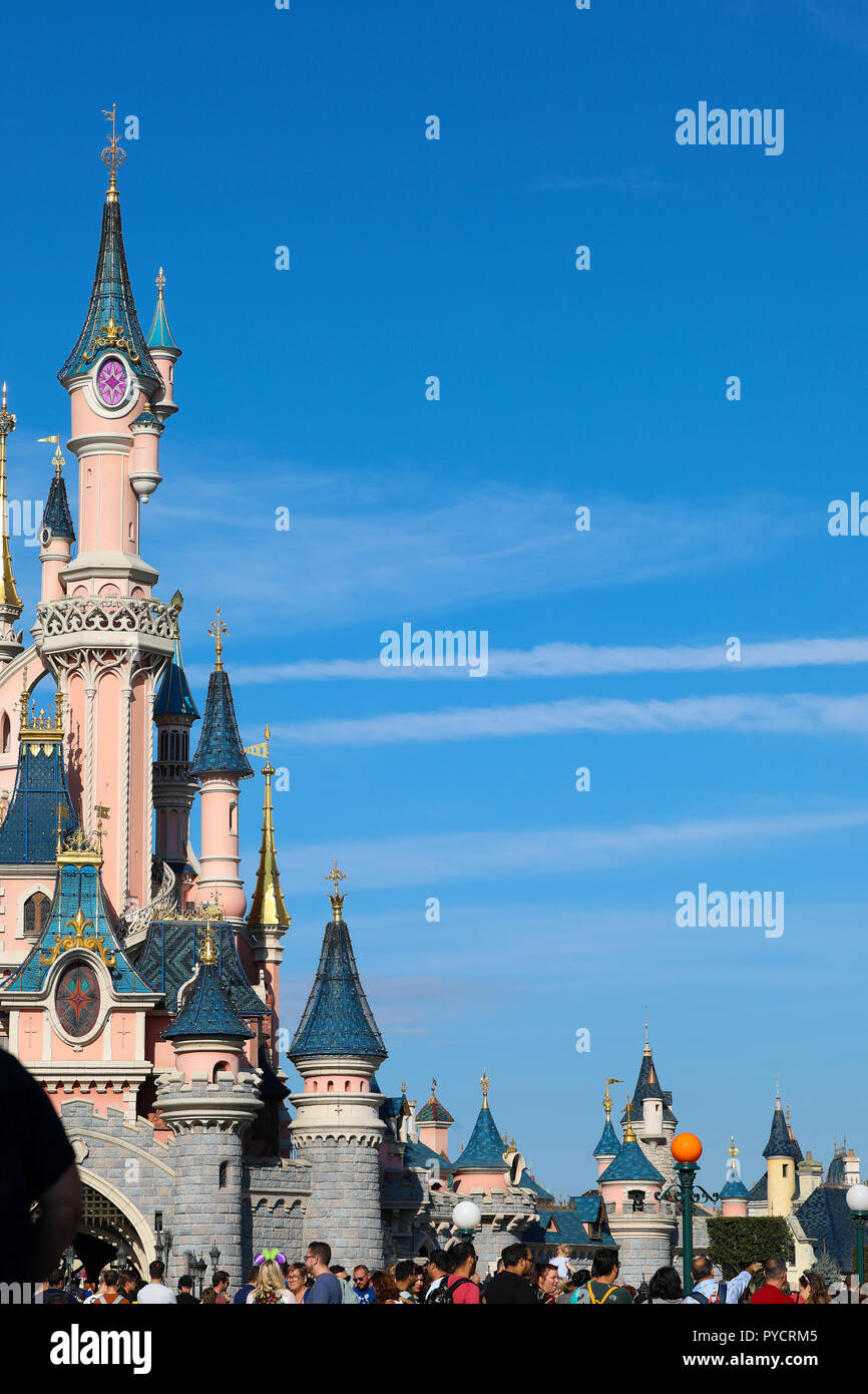 Marne-la-VallÃ©e, France - October 14, 2018: Sleeping Beauty Castle At Disneyland Paris (Euro Disney), Marne-la-VallÃ©e, ÃŽle-de-France, France, Europ Stock Photo